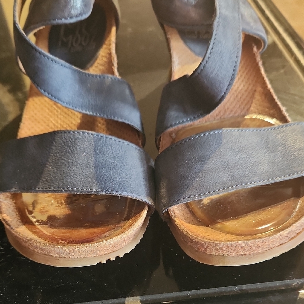 Miz Mooz Midnight Blue Strappy Wedge Sandals - Picture 2 of 3